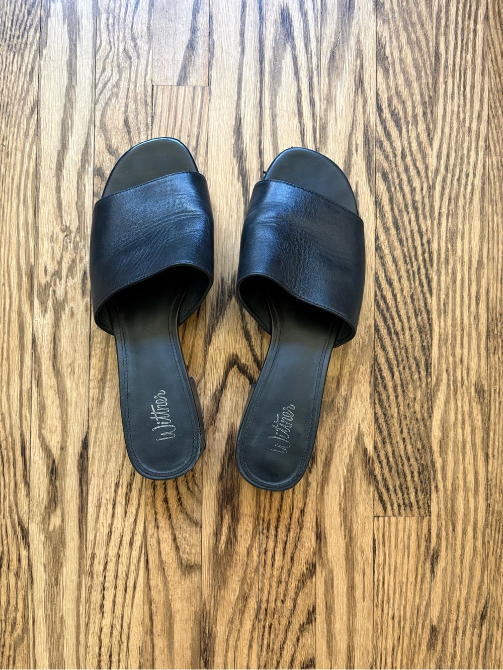 Wittner Black Leather Slide Sandals